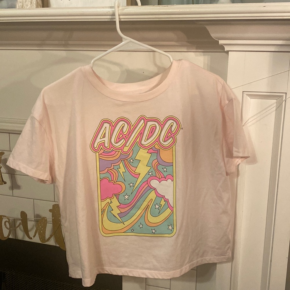 vintage style pastel ac/dc graphic tee
